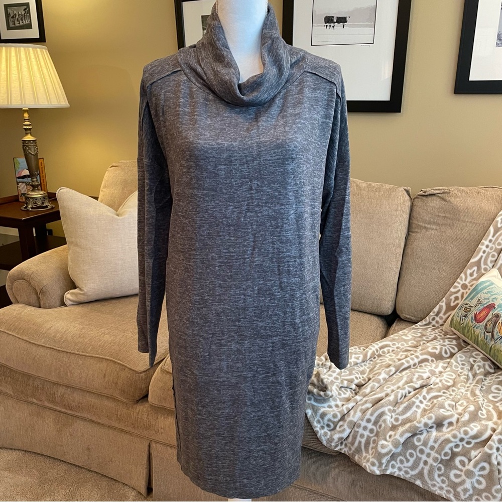 Anthropologie Saturday Sunday NWT Gray Sweaterdress Cowl Neck Long Sleeve Size L